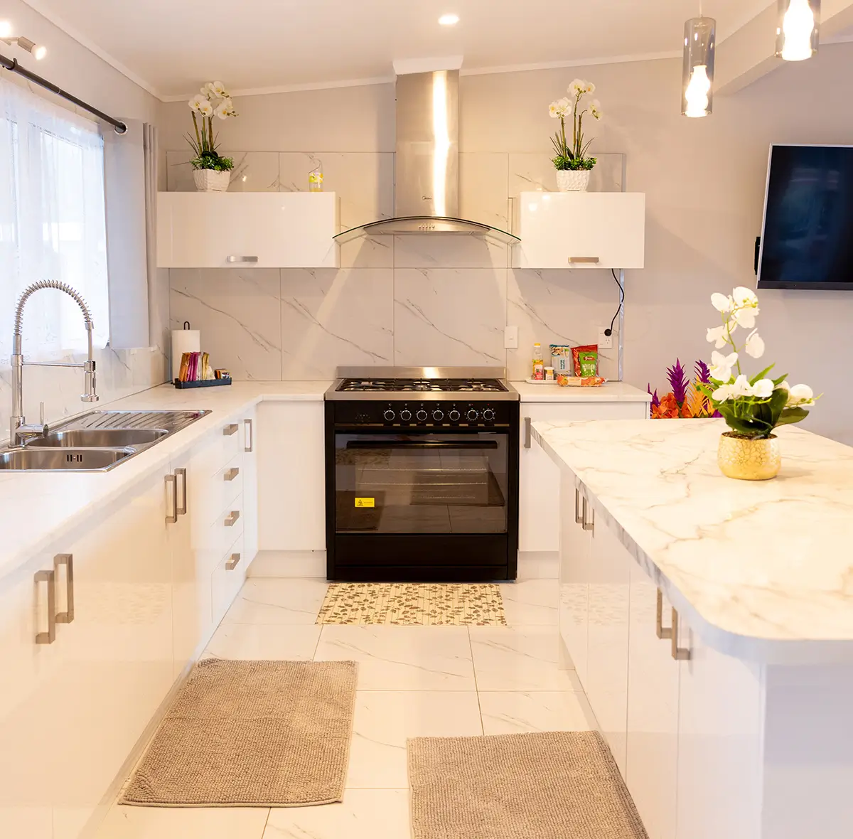 The fully-equipped kitchen inside one of the Itimarama Villas.
